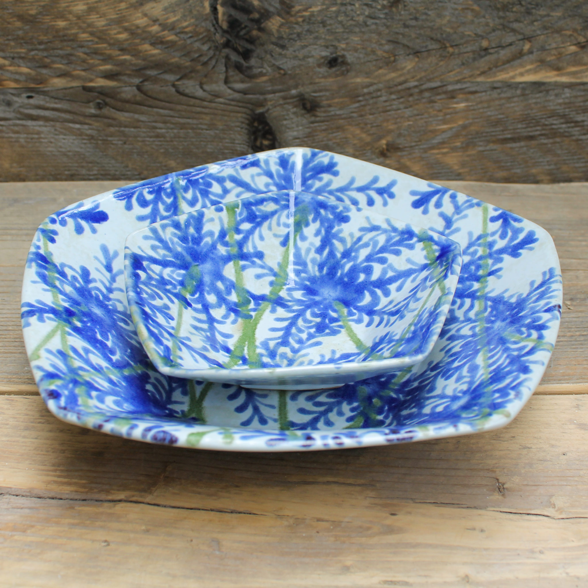 Cornflower Pentagonal Bowl Grayshott Pottery